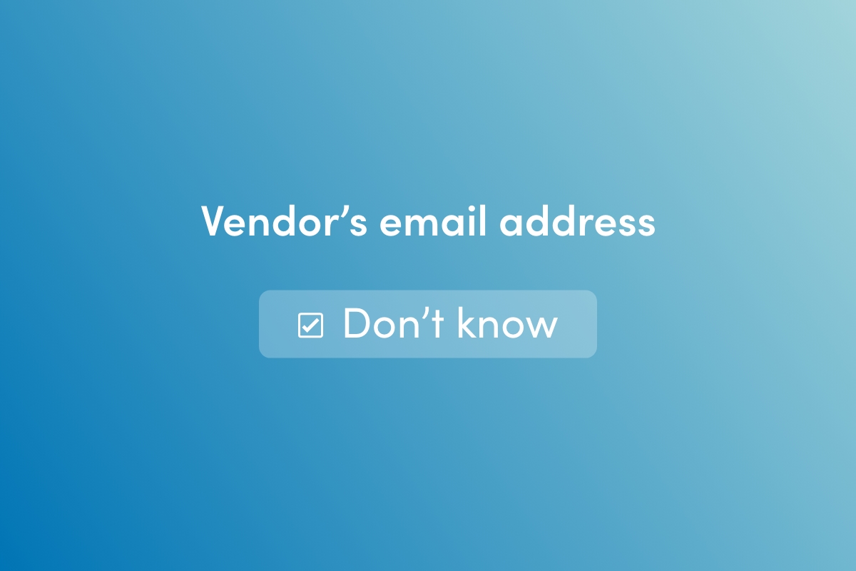 Creating a vendor account with no email (making a Bill One email